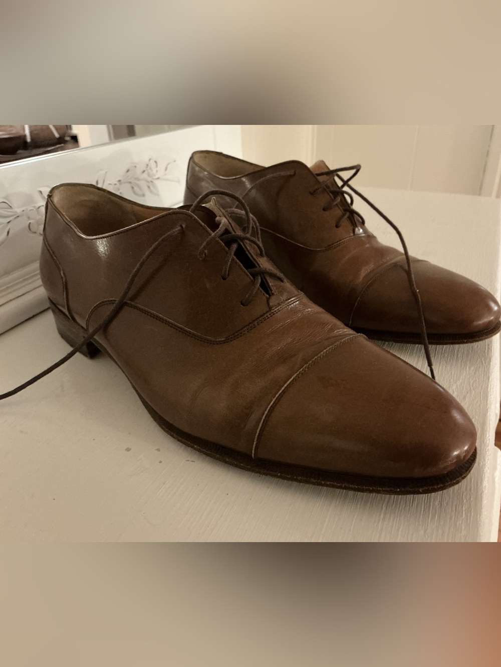 💎 Vintage Ferragamo Leather Lace Up Oxfords